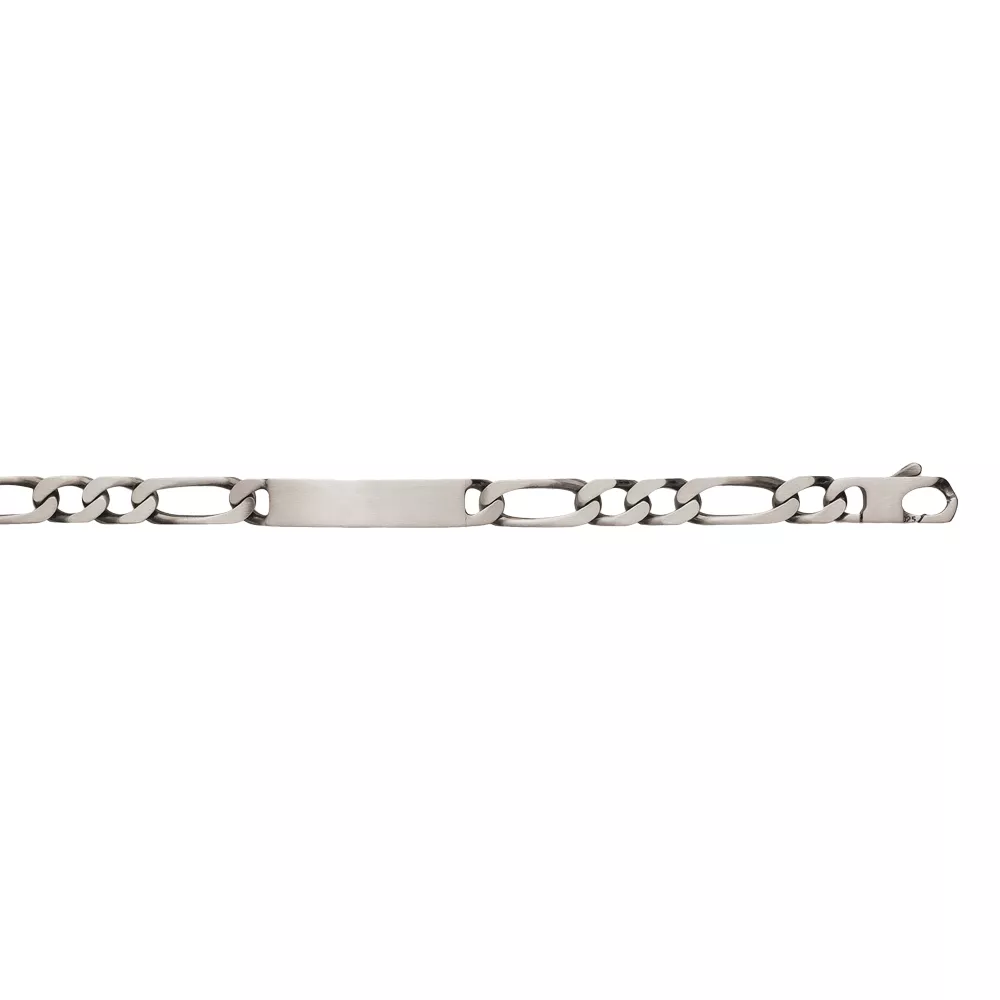 Gourmette argent vieilli maille figaro Saibo 1-2 - Bracelet en Argent 925 - Bijoux en Vogue