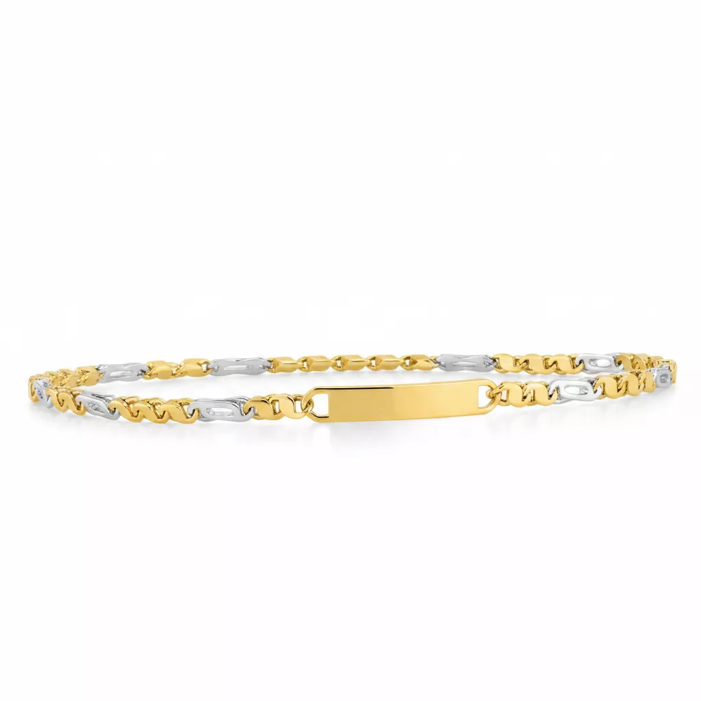 Gourmette Enfant Or Blanc et Jaune Dulces - Bracelet en Or 375 9k - Bijoux en Vogue