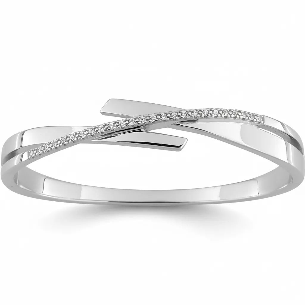 Jonc Argent Sidonise Zirconium - Bracelet en Argent 925 - Bijoux en Vogue