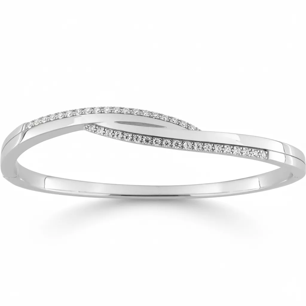 Jonc Argent Deyanira Zirconium - Bracelet en Argent 925 - Bijoux en Vogue