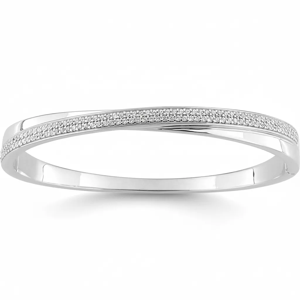 Jonc Argent Fagna Zirconium - Bracelet en Argent 925 - Bijoux en Vogue