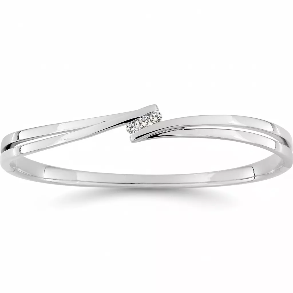 Jonc Argent Peine Zirconium - Bracelet en Argent 925 - Bijoux en Vogue