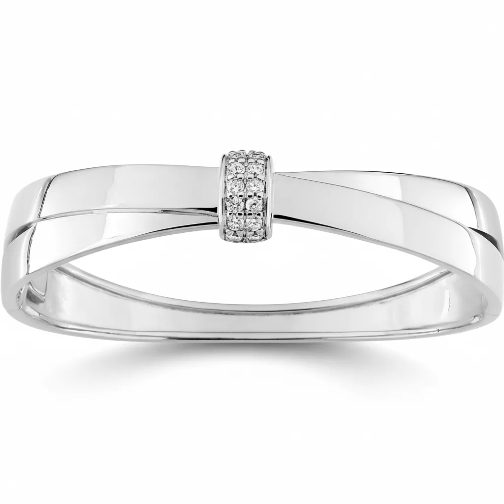 Jonc Argent Bibhobananda Zirconium - Bracelet en Argent 925 - Bijoux en Vogue