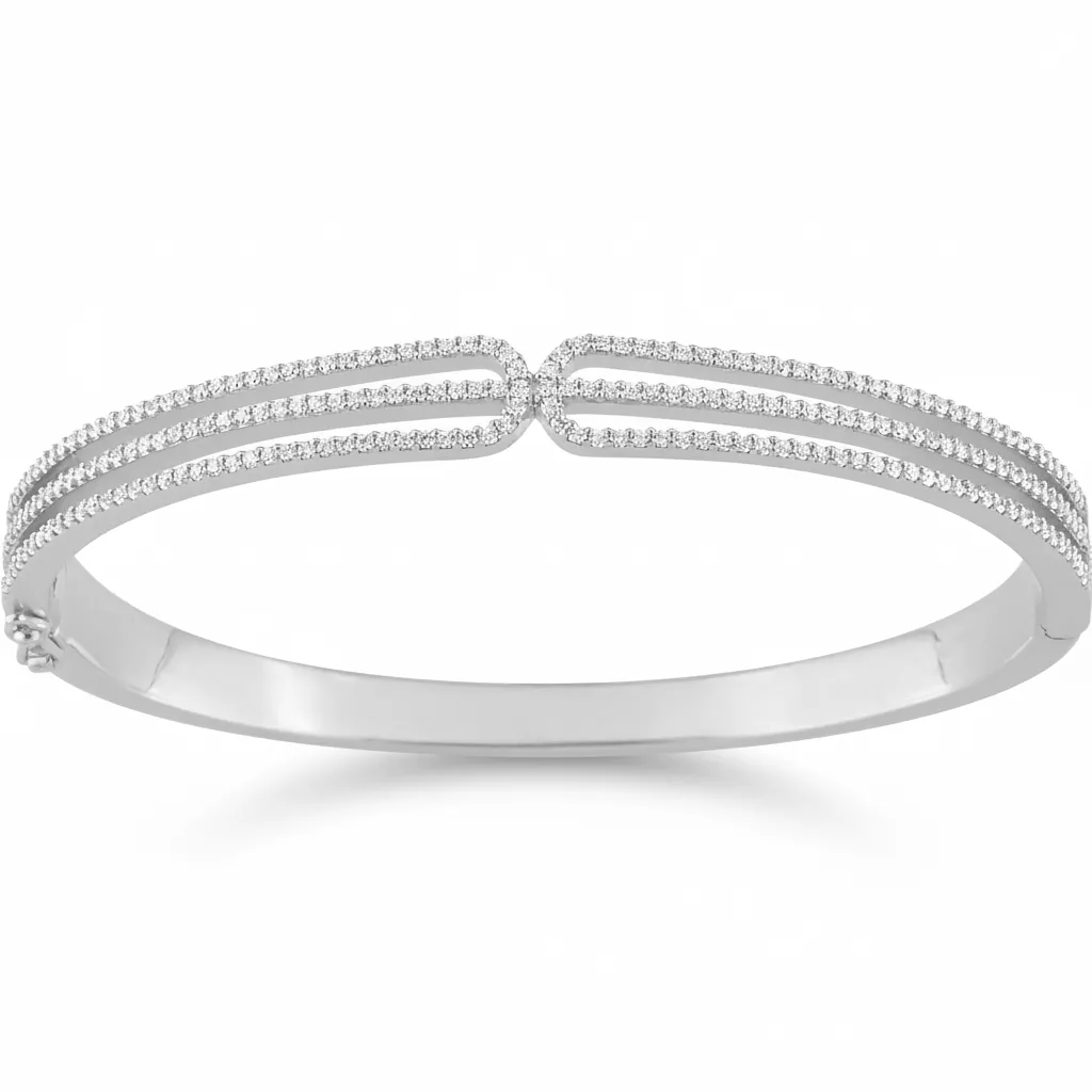 Jonc Argent Hennerie Zirconium - Bracelet en Argent 925 - Bijoux en Vogue