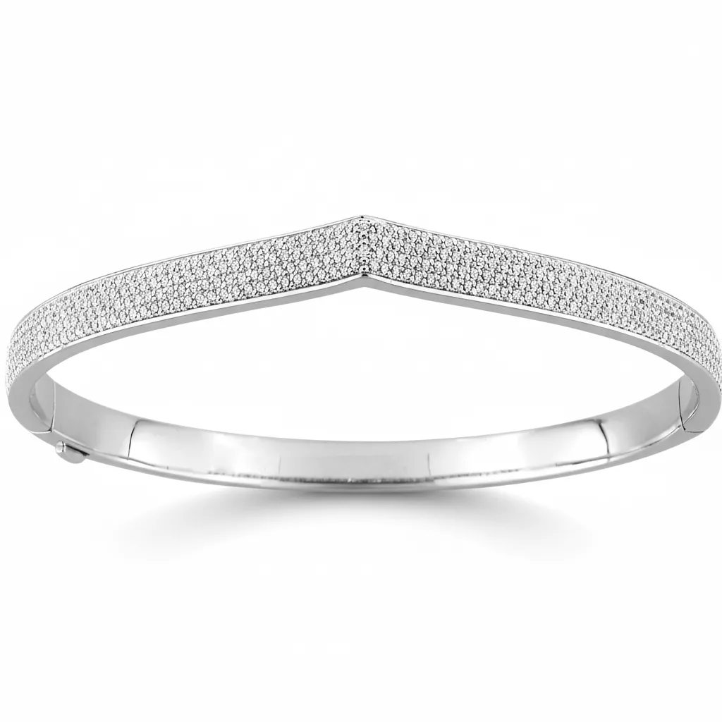 Jonc Argent Noradine Zirconium - Bracelet en Argent 925 - Bijoux en Vogue