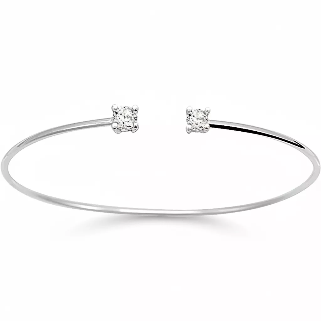 Jonc Argent Maryllie Zirconium - Bracelet en Argent 925 - Bijoux en Vogue