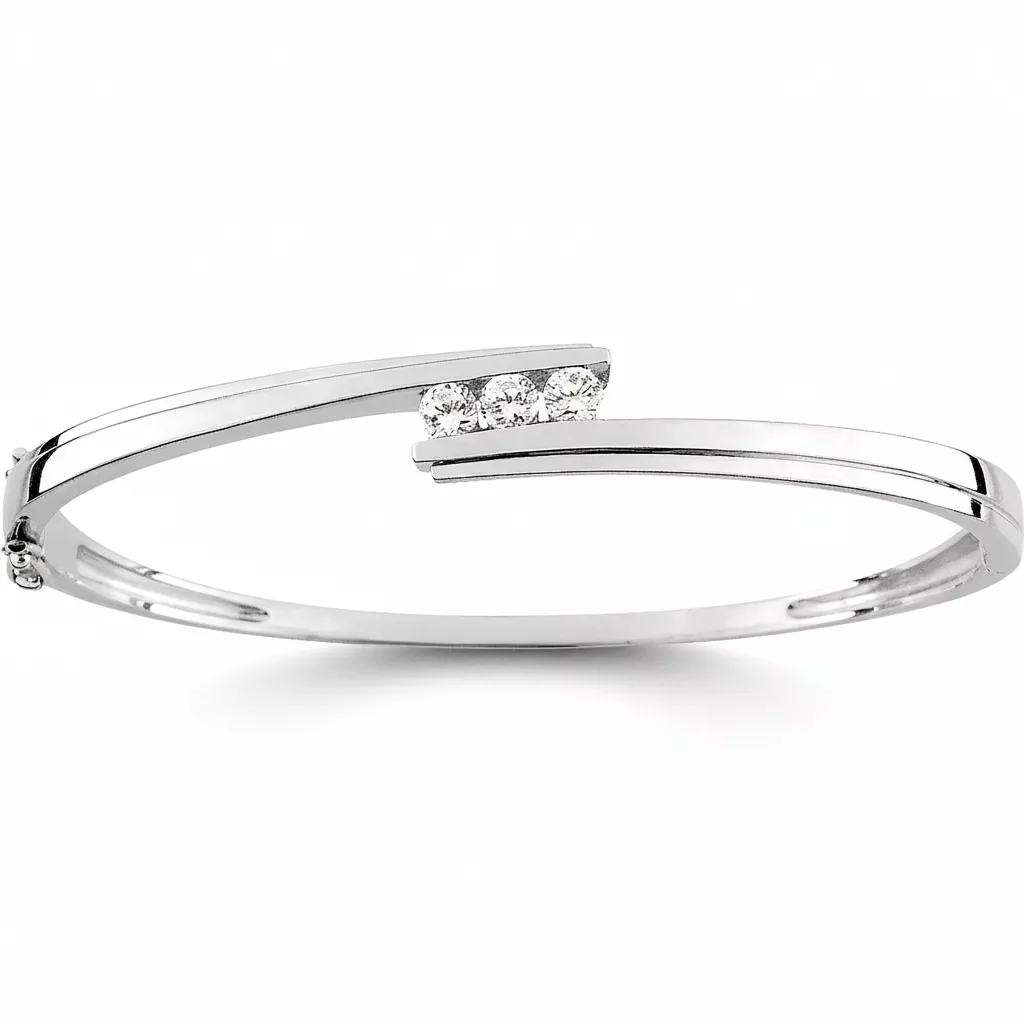 Jonc Argent Kahiya Zirconium - Bracelet en Argent 925 - Bijoux en Vogue