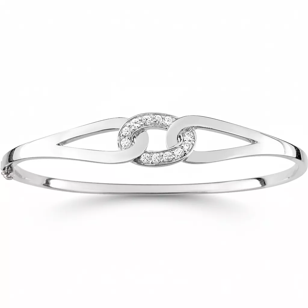 Jonc Argent Hariette Zirconium - Bracelet en Argent 925 - Bijoux en Vogue