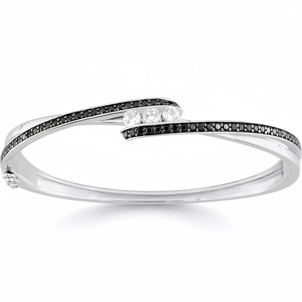 Jonc Argent Edouarse Zirconium - Bracelet en Argent 925 - Bijoux en Vogue