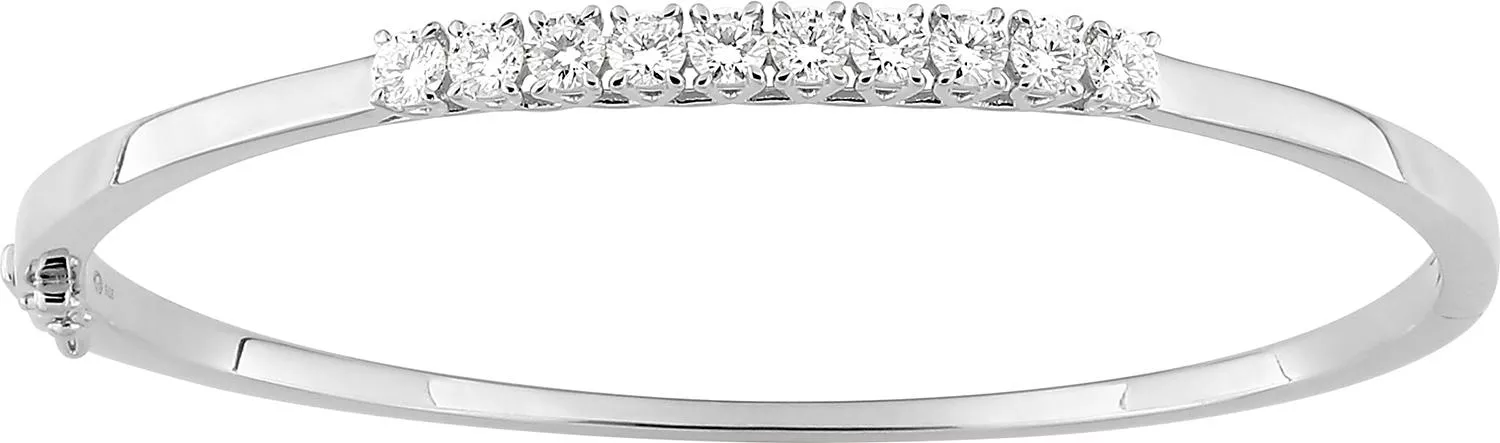 Jonc Or Blanc Elmerdja Diamant - Bracelet en Or 375 9k - Bijoux en Vogue