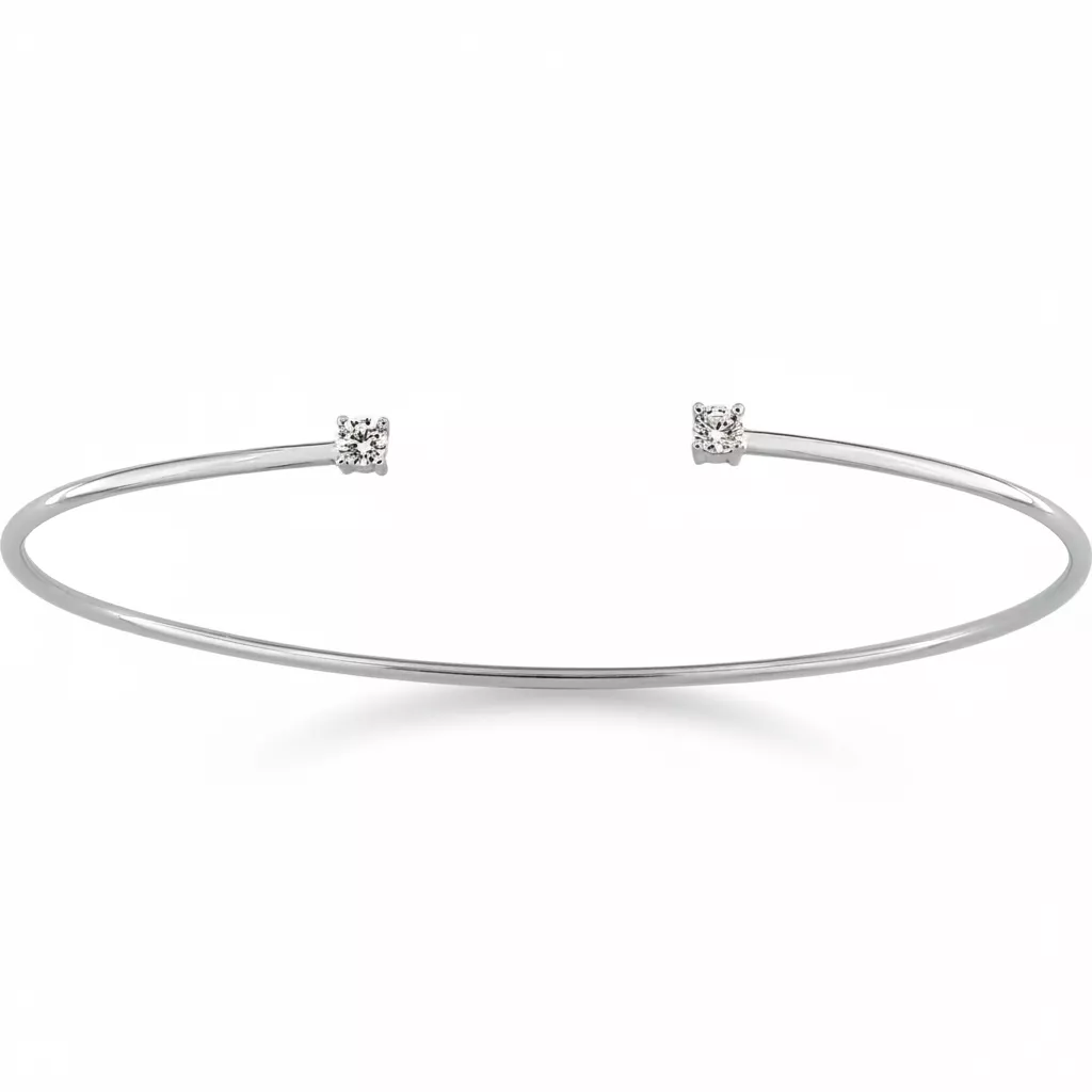 Jonc Or Blanc Polka Zirconium - Bracelet en Or 375 9k - Bijoux en Vogue