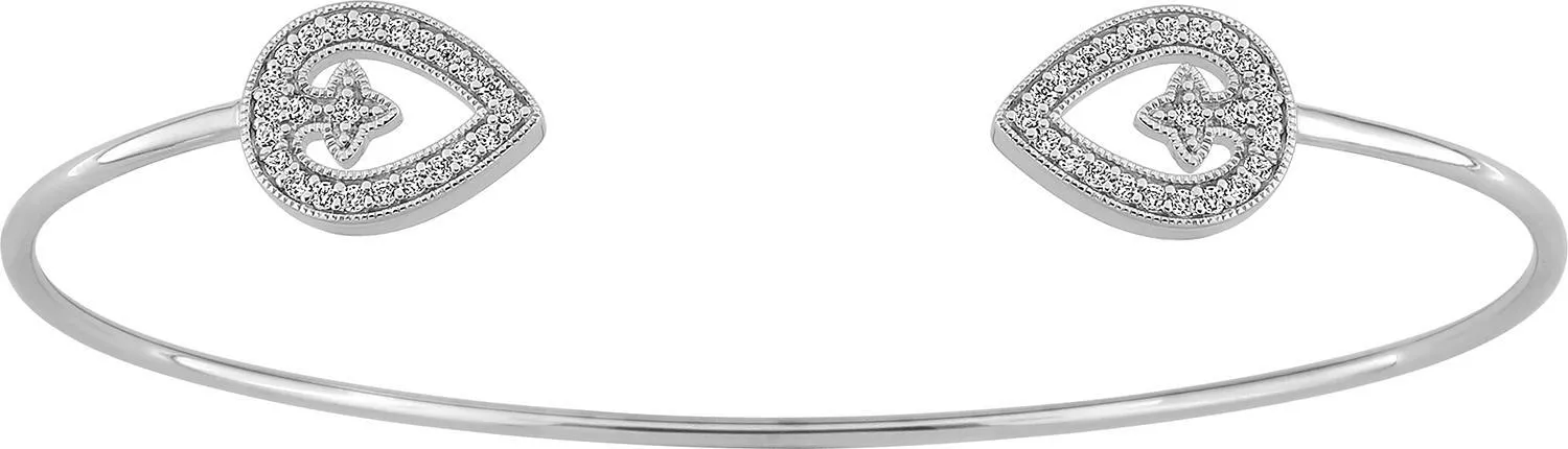 Jonc Or Blanc Teeka Zirconium - Bracelet en Or 375 9k - Bijoux en Vogue