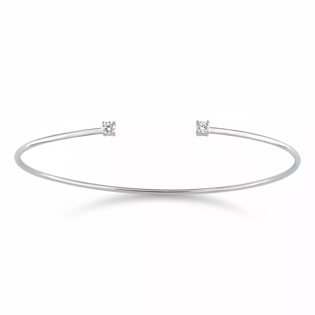 Jonc Or Blanc Diamant - Bracelet en Or 750 18k - Bijoux en Vogue