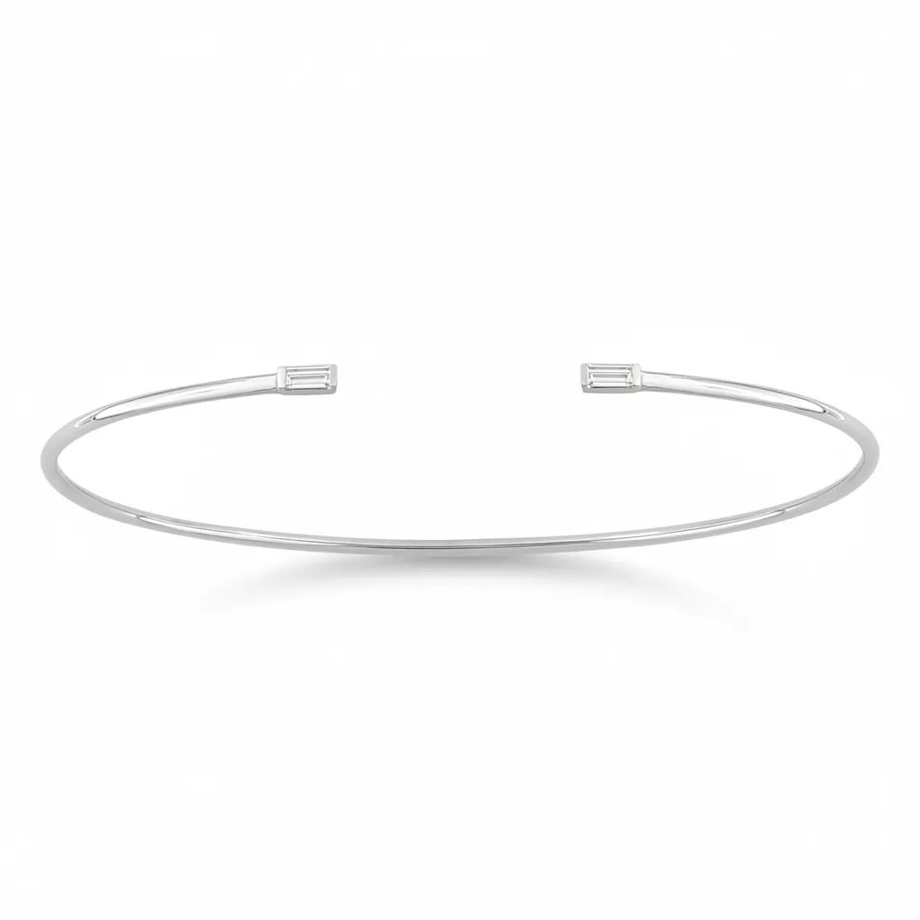 Jonc Or Blanc Diamant - Bracelet en Or 750 18k - Bijoux en Vogue