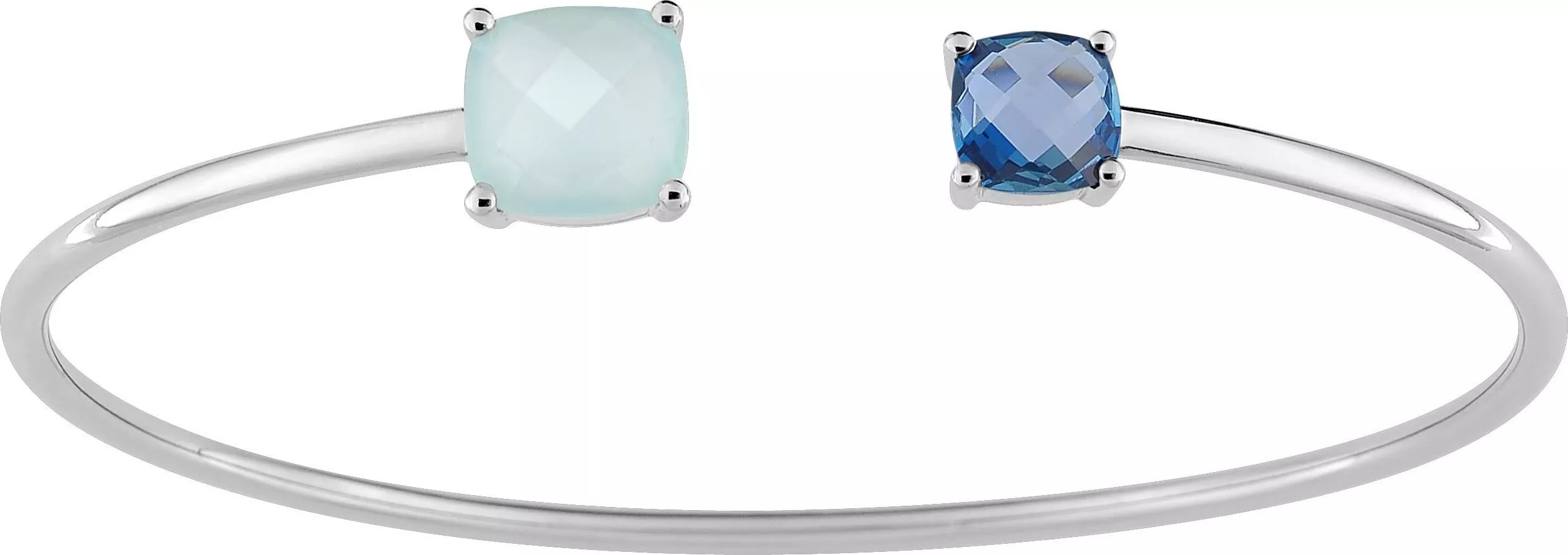 Jonc Or Blanc Durance bleu Topaze - Bracelet en Or 750 18k - Bijoux en Vogue