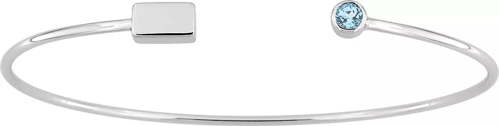 Jonc Or Blanc Slameddine bleu Topaze Bleu - Bracelet en Or 750 18k - Bijoux en Vogue