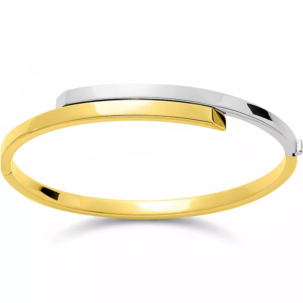 Jonc Or Jaune et Blanc Haucine - Bracelet en Or 750 18k - Bijoux en Vogue