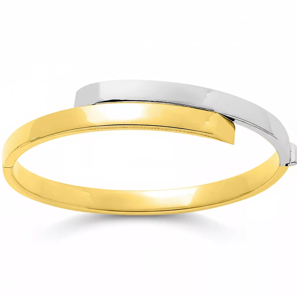 Jonc Or Jaune et Blanc Heiva - Bracelet en Or 750 18k - Bijoux en Vogue