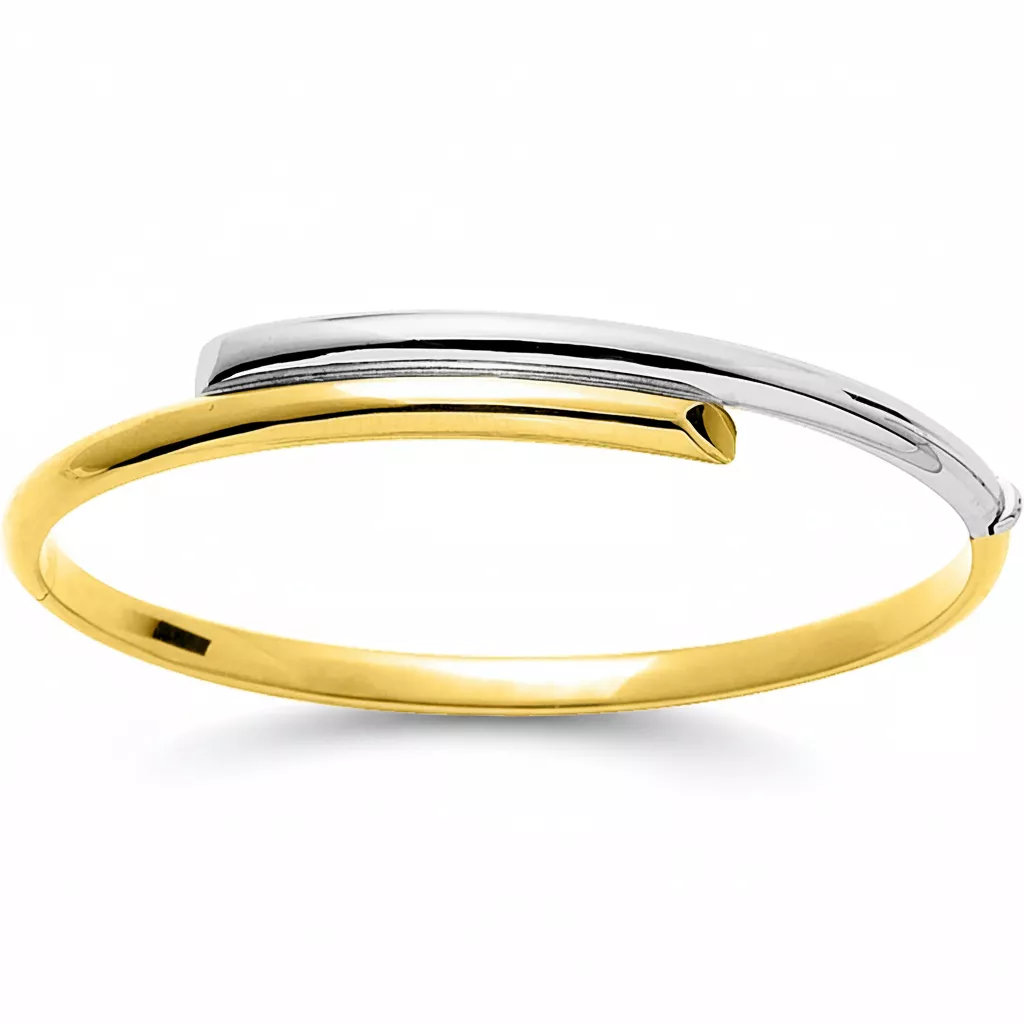 Jonc Or Jaune et Blanc Strugala - Bracelet en Or 750 18k - Bijoux en Vogue
