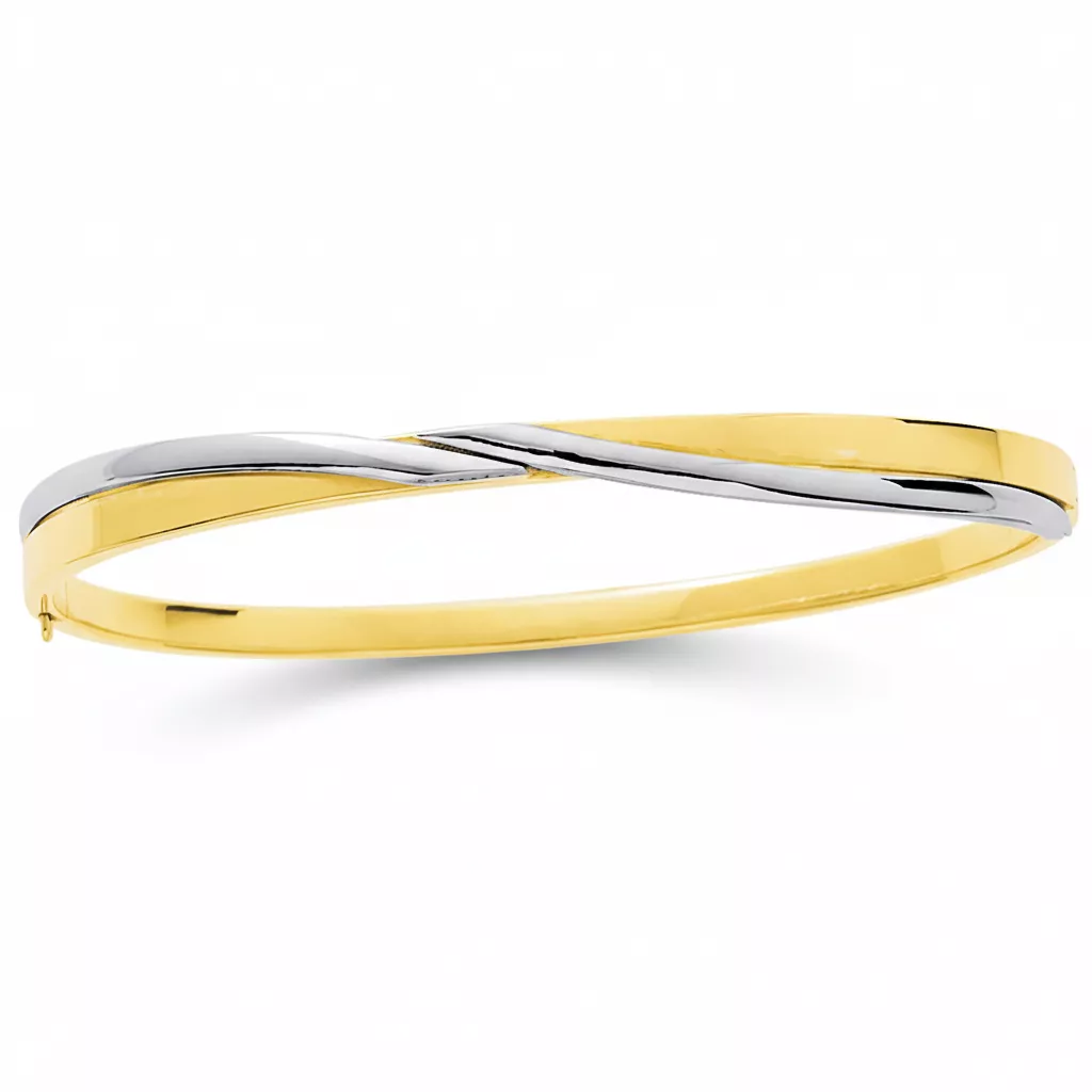 Jonc Or Jaune et Blanc Didiee - Bracelet en Or 750 18k - Bijoux en Vogue