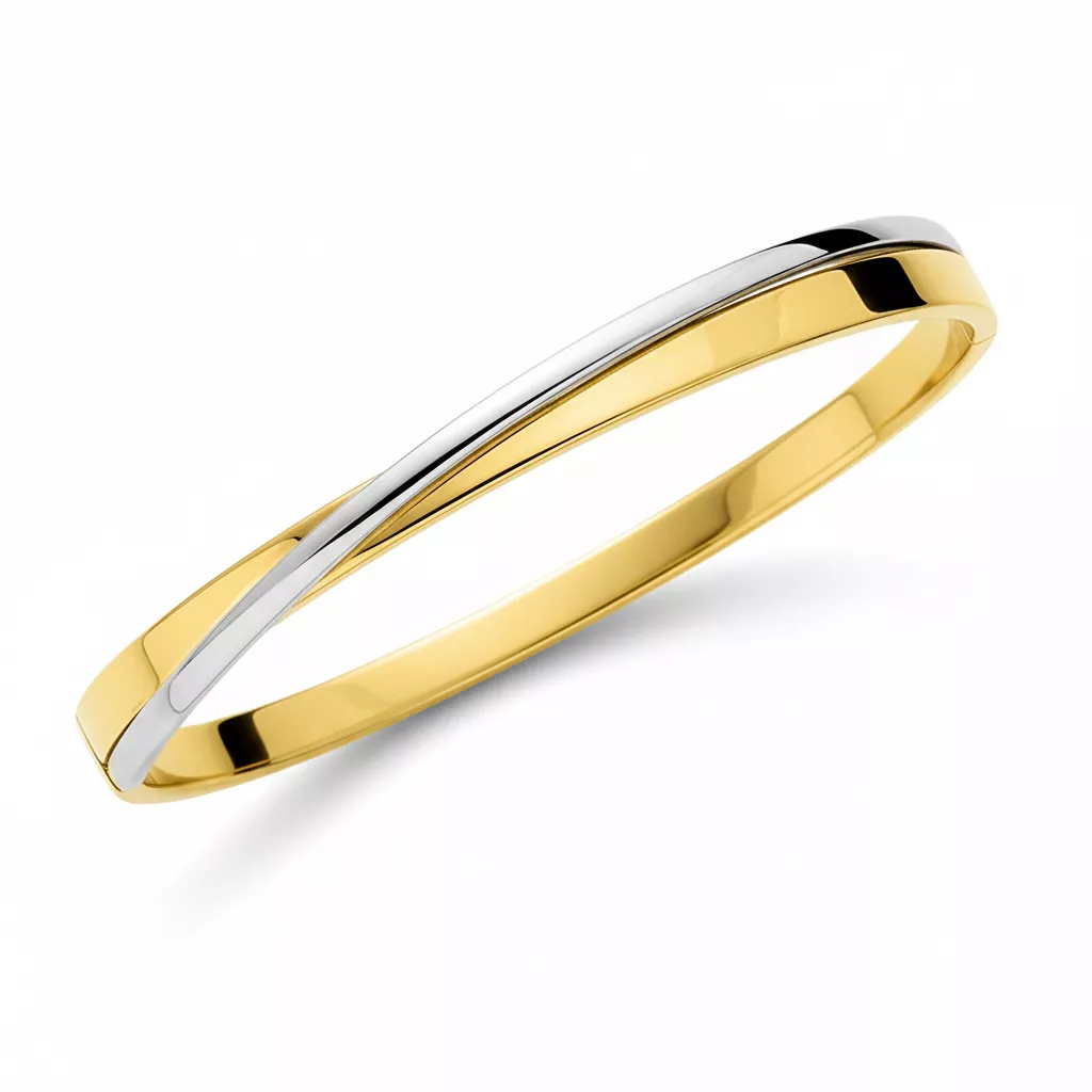 Jonc Or Jaune et Blanc Fanuta - Bracelet en Or 750 18k - Bijoux en Vogue