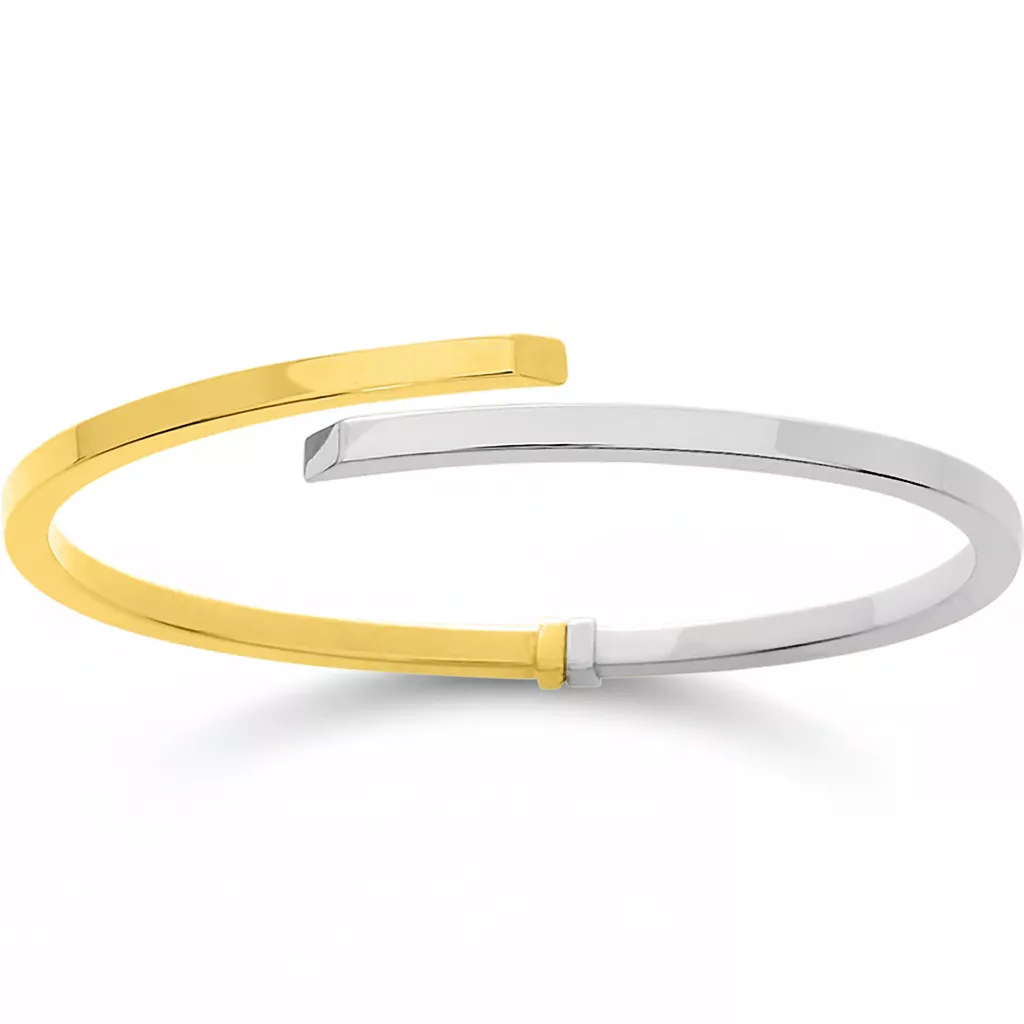 Jonc Or Jaune et Blanc Negrita - Bracelet en Or 750 18k - Bijoux en Vogue
