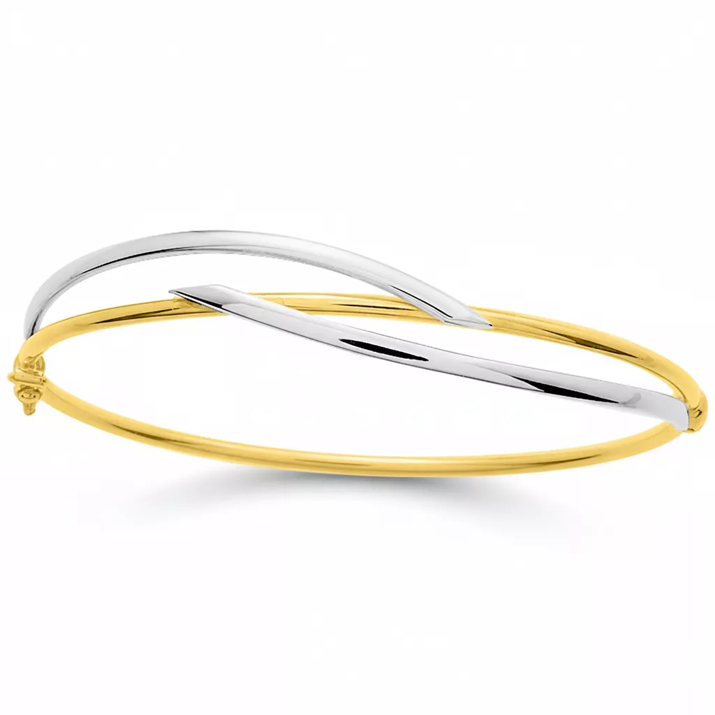 Jonc Or Jaune et Blanc Daubagna - Bracelet en Or 750 18k - Bijoux en Vogue
