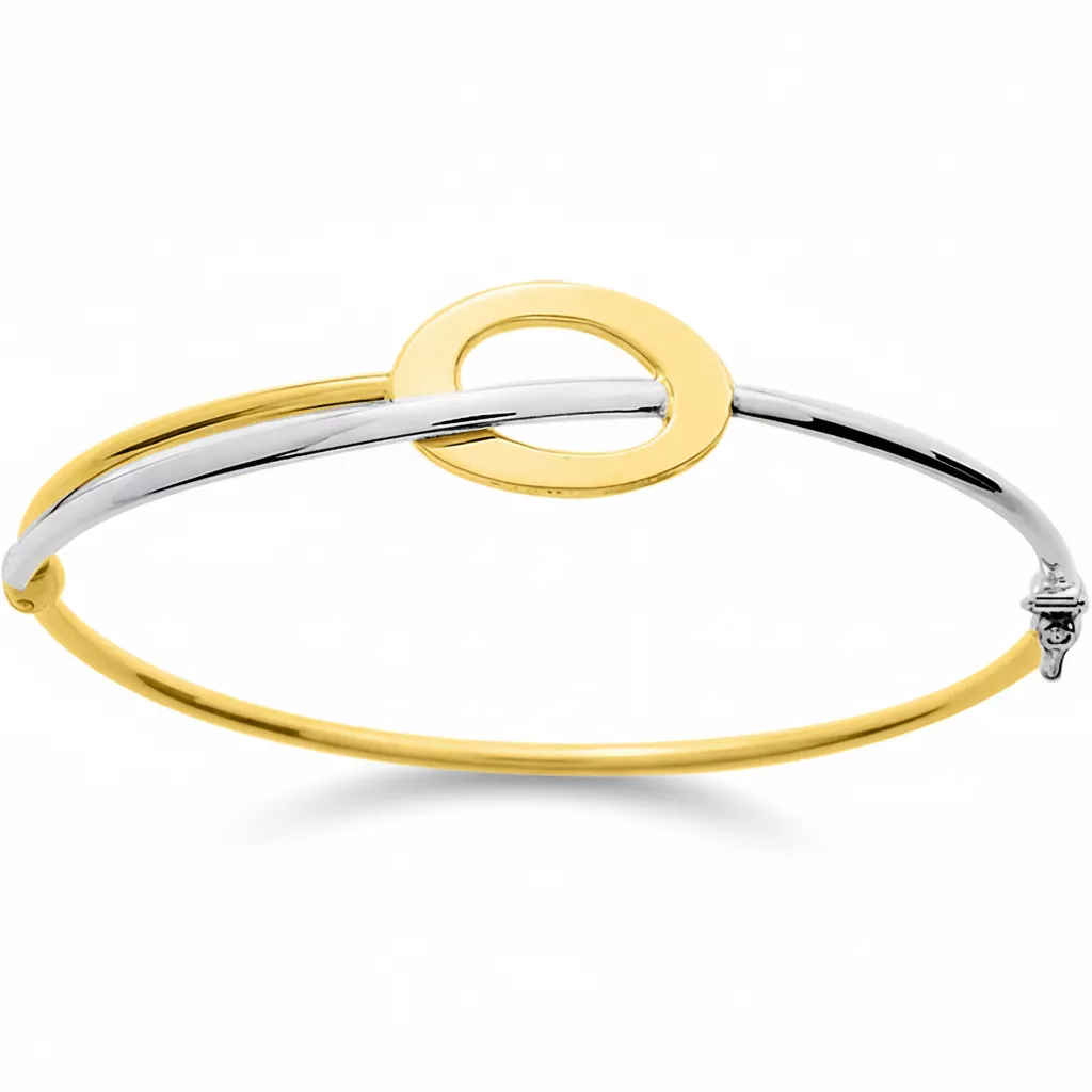 Jonc Or Jaune et Blanc Zehna - Bracelet en Or 750 18k - Bijoux en Vogue