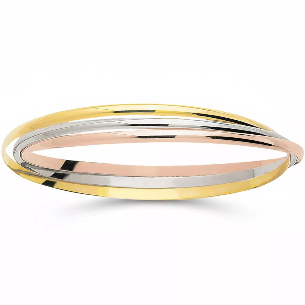 Jonc Or Jaune Blanc et Rose Fleurice - Bracelet en Or 750 18k - Bijoux en Vogue