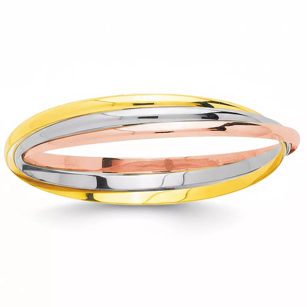 Jonc Or Jaune Blanc et Rose Geronie - Bracelet en Or 750 18k - Bijoux en Vogue