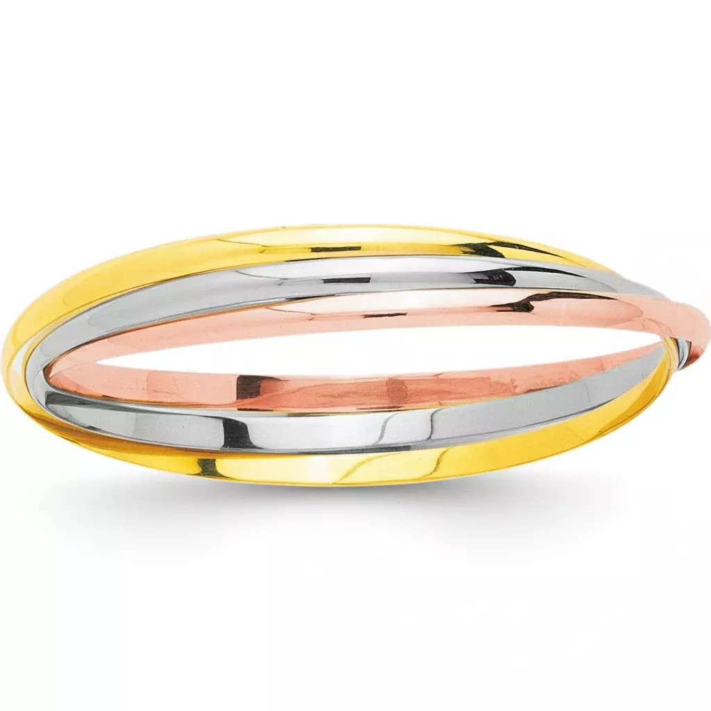 Jonc Or Jaune Blanc et Rose Gibba - Bracelet en Or 750 18k - Bijoux en Vogue