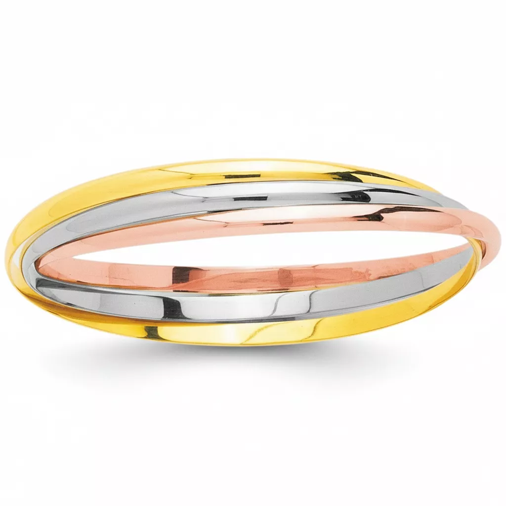Jonc Or Jaune Blanc et Rose Bueya - Bracelet en Or 750 18k - Bijoux en Vogue