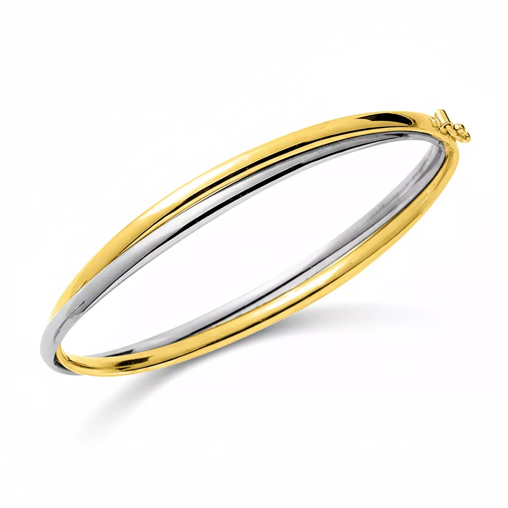 Jonc Or Jaune et Blanc Mederia - Bracelet en Or 750 18k - Bijoux en Vogue