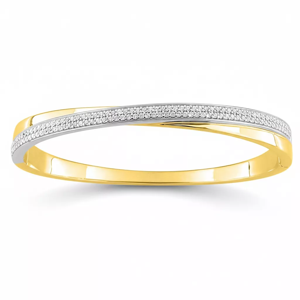 Jonc Plaqué Or Firouzeh Zirconium - Bracelet en Plaqué or - Bijoux en Vogue