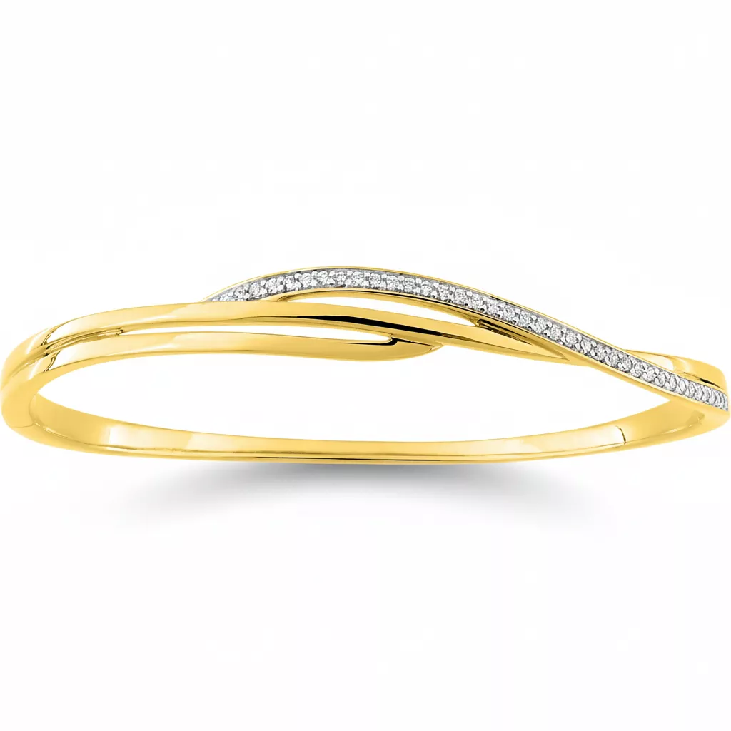 Jonc Plaqué Or Creanne Zirconium - Bracelet en Plaqué or - Bijoux en Vogue