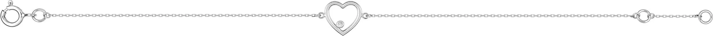 Bracelet Or Blanc Diamant Lorrna Coeur - Bracelet en Or 375 9k - Bijoux en Vogue
