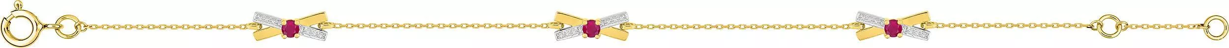 Bracelet Or Blanc et Jaune Eruann Rubis - Bracelet en Or 375 9k - Bijoux en Vogue