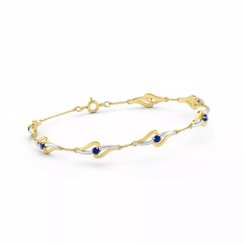 Bracelet Or Blanc et Jaune Mordcha Saphir - Bracelet en Or 375 9k - Bijoux en Vogue