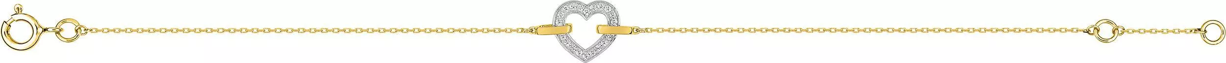 Bracelet Or Blanc et Jaune Medie Zirconium Coeur - Bracelet en Or 375 9k - Bijoux en Vogue