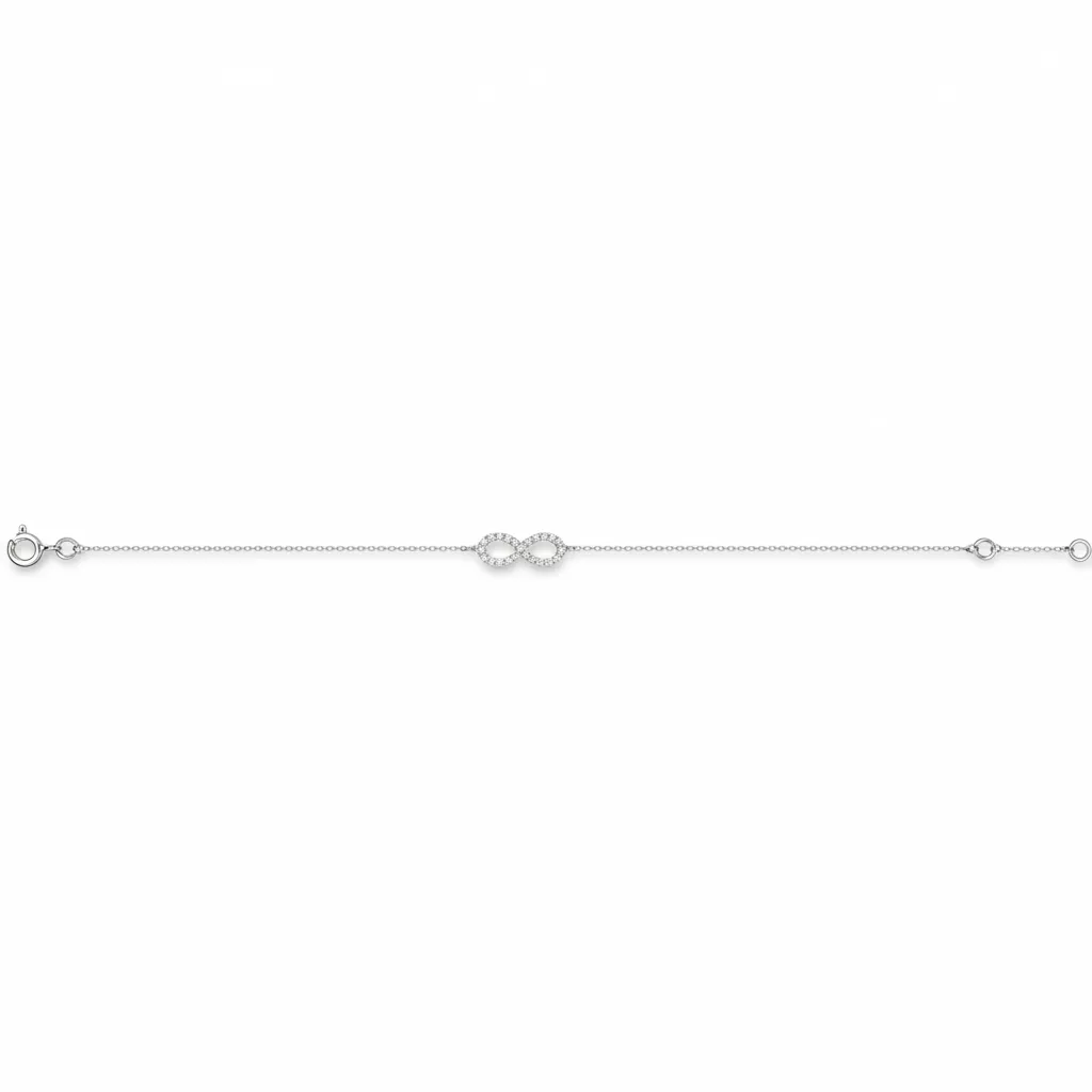 Bracelet Or Blanc Albelle Zirconium Infini - Bracelet en Or 375 9k - Bijoux en Vogue