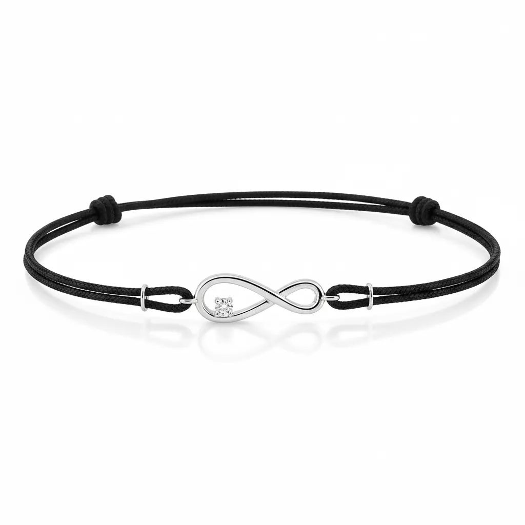 Bracelet Or Blanc Habjira Zirconium Infini - Bracelet en Or 375 9k - Bijoux en Vogue