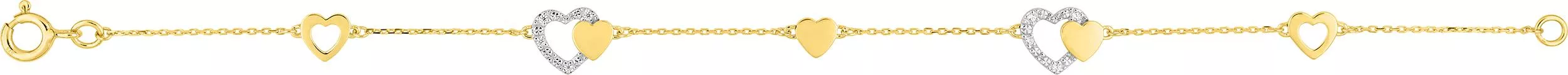 Bracelet Or Alionne Diamant Coeur - Bracelet en Or 375 9k - Bijoux en Vogue