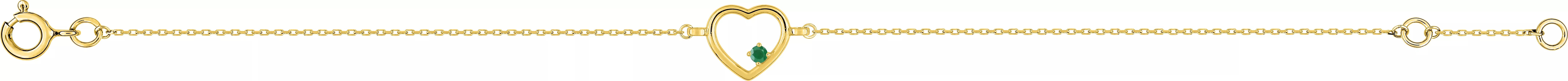 Bracelet Or Clemine Emeraude Coeur - Bracelet en Or 375 9k - Bijoux en Vogue
