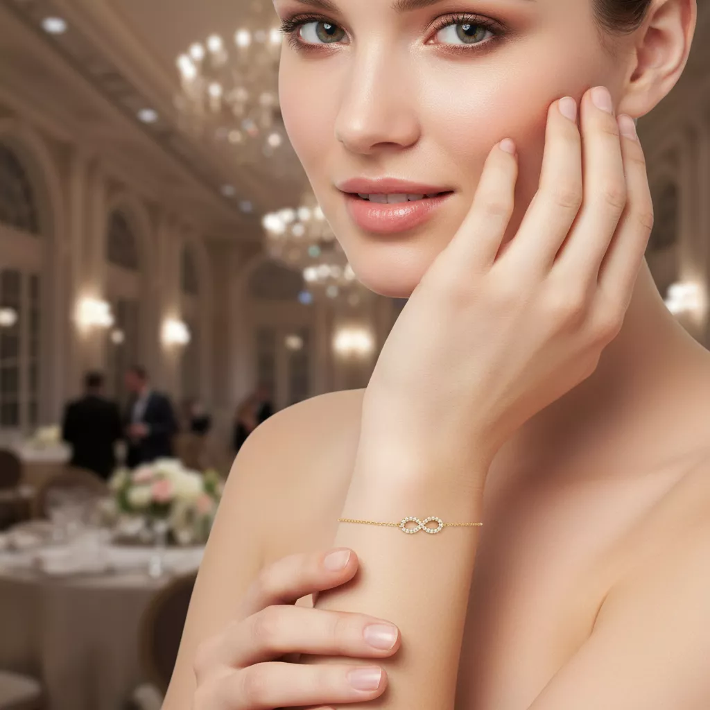 Bracelet Or Lyra Zirconium Infini - Bracelet en Or 375 9k - Bijoux en Vogue