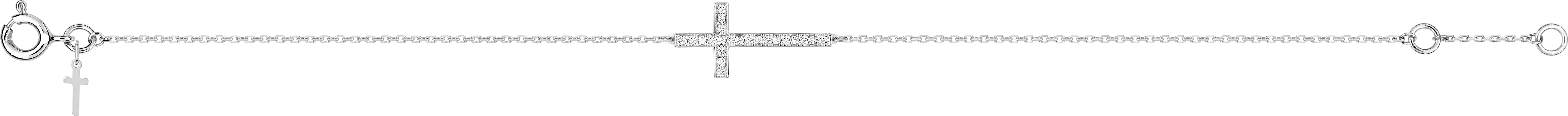 Bracelet Or Blanc Diamant Croix - Bracelet en Or 750 18k - Bijoux en Vogue