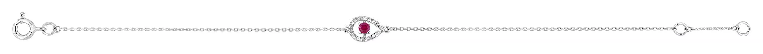 Bracelet Or Blanc Toufila Diamant Rubis - Bracelet en Or 750 18k - Bijoux en Vogue