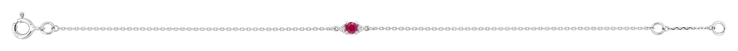 Bracelet Or Blanc Gamra Diamant Rubis - Bracelet en Or 750 18k - Bijoux en Vogue