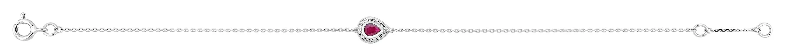 Bracelet Or Blanc Amaya Diamant Rubis - Bracelet en Or 750 18k - Bijoux en Vogue