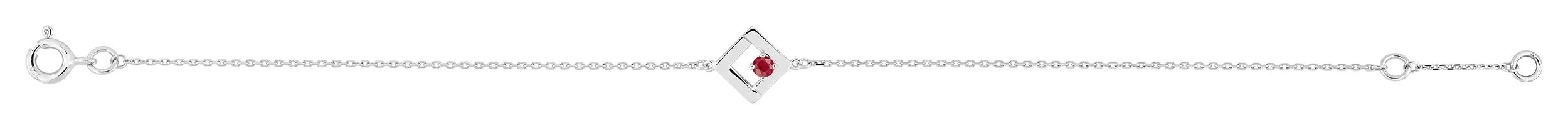 Bracelet Or Blanc Franaise Rubis - Bracelet en Or 750 18k - Bijoux en Vogue