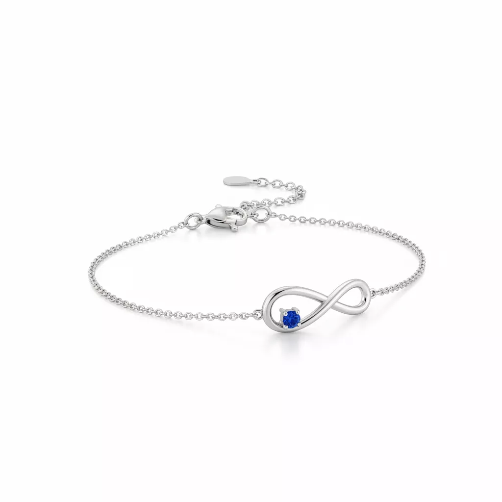 Bracelet Or Blanc Estela Saphir Infini - Bracelet en Or 750 18k - Bijoux en Vogue